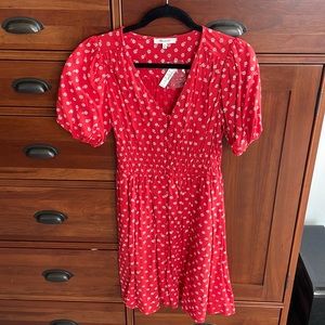 Red printed madewell mini dress size xs - NWT